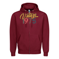 Burgundy retro vintage 1975 women's Zipper Hoodie - artisFamous