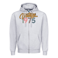 Heather Grey retro vintage 1975 women's Zipper Hoodie - artisFamous
