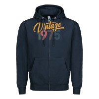 Navy retro vintage 1975 women's Zipper Hoodie - artisFamous