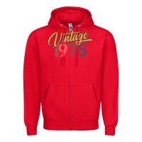 Red retro vintage 1975 women's Zipper Hoodie - artisFamous