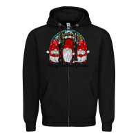 Black merry Christmas Gnomes Rainbow Zipper Hoodie - JahusDesignShop