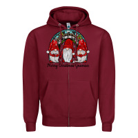 Burgundy merry Christmas Gnomes Rainbow Zipper Hoodie - JahusDesignShop