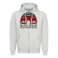 Dove Grey merry Christmas Gnomes Rainbow Zipper Hoodie - JahusDesignShop