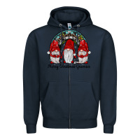 Navy merry Christmas Gnomes Rainbow Zipper Hoodie - JahusDesignShop
