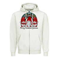 Oatmeal Heather merry Christmas Gnomes Rainbow Zipper Hoodie - JahusDesignShop
