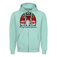 Seafoam merry Christmas Gnomes Rainbow Zipper Hoodie - JahusDesignShop