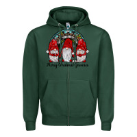 Sports Green merry Christmas Gnomes Rainbow Zipper Hoodie - JahusDesignShop