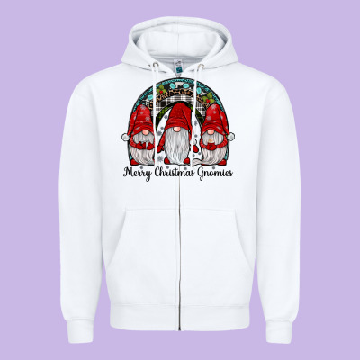 Merry Christmas Gnomes Rainbow Zipper Hoodie Designed By Jahusdesignshop
