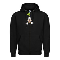 Black goofy pocket goofy pocket t shirt Zipper Hoodie - artisFamous