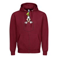 Burgundy goofy pocket goofy pocket t shirt Zipper Hoodie - artisFamous