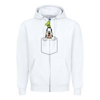 White goofy pocket goofy pocket t shirt Zipper Hoodie - artisFamous