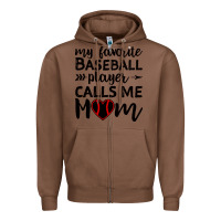 Chestnut womens my favorite baseball player calls me mom Zipper Hoodie - artisFamous