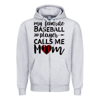 Heather Grey womens my favorite baseball player calls me mom Zipper Hoodie - artisFamous