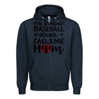 Navy womens my favorite baseball player calls me mom Zipper Hoodie - artisFamous