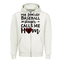 Oatmeal Heather womens my favorite baseball player calls me mom Zipper Hoodie - artisFamous