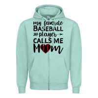 Seafoam womens my favorite baseball player calls me mom Zipper Hoodie - artisFamous