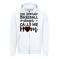 White womens my favorite baseball player calls me mom Zipper Hoodie - artisFamous