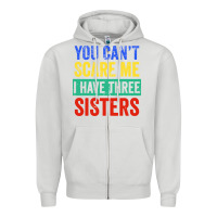 Dove Grey you can't scare me i have three sisters funny brother Zipper Hoodie - artisFamous