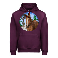 Mauve Wine Horse Christmas Urban Hoodie - RanaPortraitStore