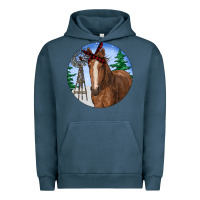 Pigment Midnight Navy Horse Christmas Urban Hoodie - RanaPortraitStore
