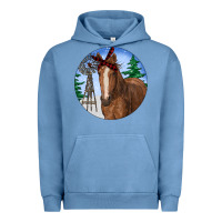 Pigment Pebble Blue Horse Christmas Urban Hoodie - RanaPortraitStore