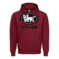 Burgundy yamato transfer transport Zipper Hoodie - artisFamous