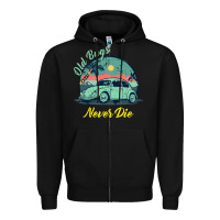 Black Vintage Funny Beetle Bug Distressed Classic Cars Old Bugs Never Die Zipper Hoodie - artisFamous