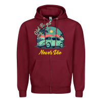 Burgundy Vintage Funny Beetle Bug Distressed Classic Cars Old Bugs Never Die Zipper Hoodie - artisFamous