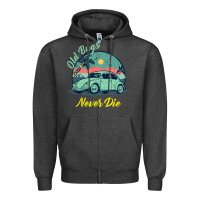 Vintage Funny Beetle Bug Distressed Classic Cars Old Bugs Never Die Zipper Hoodie | Teevron