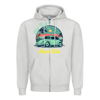 Dove Grey Vintage Funny Beetle Bug Distressed Classic Cars Old Bugs Never Die Zipper Hoodie - artisFamous