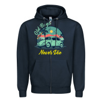 Navy Vintage Funny Beetle Bug Distressed Classic Cars Old Bugs Never Die Zipper Hoodie - artisFamous