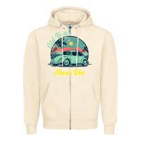 Sandshell Vintage Funny Beetle Bug Distressed Classic Cars Old Bugs Never Die Zipper Hoodie - artisFamous
