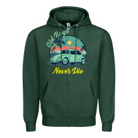 Sports Green Vintage Funny Beetle Bug Distressed Classic Cars Old Bugs Never Die Zipper Hoodie - artisFamous