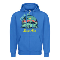 True Royal Vintage Funny Beetle Bug Distressed Classic Cars Old Bugs Never Die Zipper Hoodie - artisFamous