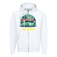 White Vintage Funny Beetle Bug Distressed Classic Cars Old Bugs Never Die Zipper Hoodie - artisFamous