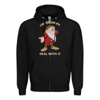Black snow white i'm grumpy deal with it portrait t shirt Zipper Hoodie - artisFamous