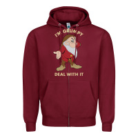 Burgundy snow white i'm grumpy deal with it portrait t shirt Zipper Hoodie - artisFamous