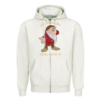Oatmeal Heather snow white i'm grumpy deal with it portrait t shirt Zipper Hoodie - artisFamous