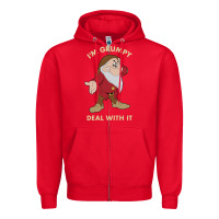 Red snow white i'm grumpy deal with it portrait t shirt Zipper Hoodie - artisFamous