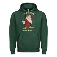 Sports Green snow white i'm grumpy deal with it portrait t shirt Zipper Hoodie - artisFamous