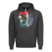 Charcoal Heather the little mermaid ari  and flounder sea t shirt Zipper Hoodie - artisFamous