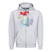 Heather Grey the little mermaid ari  and flounder sea t shirt Zipper Hoodie - artisFamous