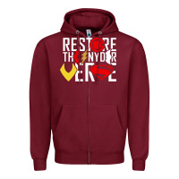 Burgundy restore the snyderverse Zipper Hoodie - artisFamous