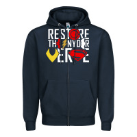 Navy restore the snyderverse Zipper Hoodie - artisFamous