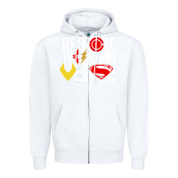 White restore the snyderverse Zipper Hoodie - artisFamous
