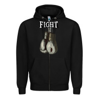 Black boxing vintage fight gloves Zipper Hoodie - artisFamous