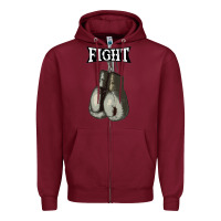 Burgundy boxing vintage fight gloves Zipper Hoodie - artisFamous