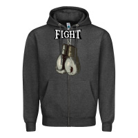 Charcoal Heather boxing vintage fight gloves Zipper Hoodie - artisFamous
