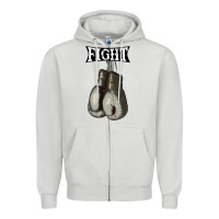 Dove Grey boxing vintage fight gloves Zipper Hoodie - artisFamous
