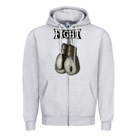 Heather Grey boxing vintage fight gloves Zipper Hoodie - artisFamous